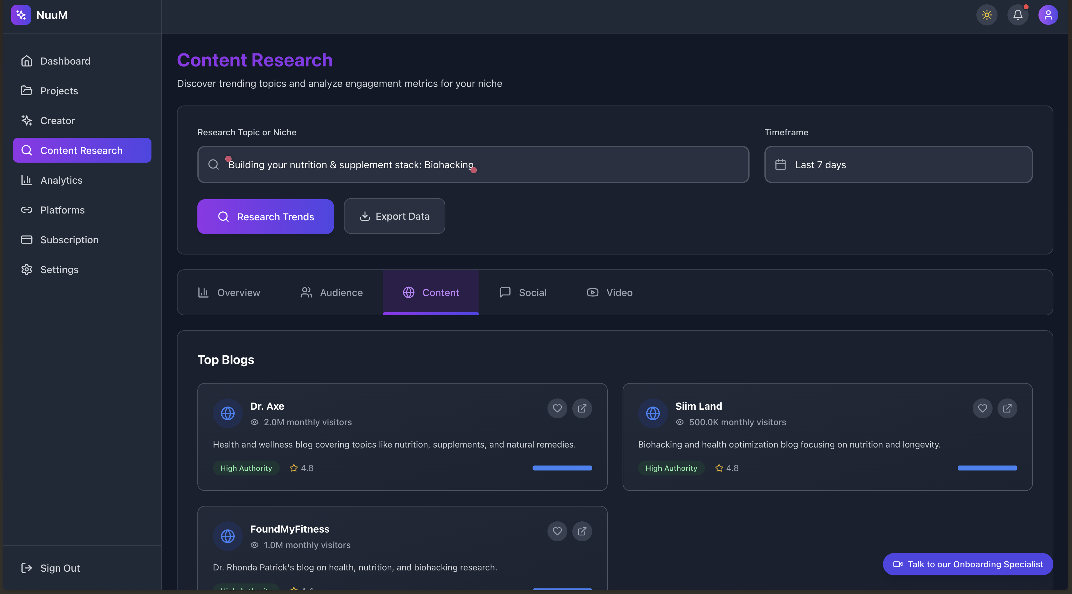 Research Dashboard